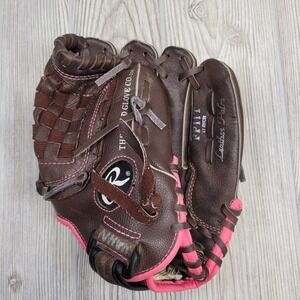 Rawlings Fastpitch Softball Glove 11 Inch Brown Pink Leather Palm FP11T REG